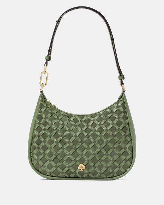 Kate Spade Kayla Woven Leather Large Shoulder Bag Cedar Stand