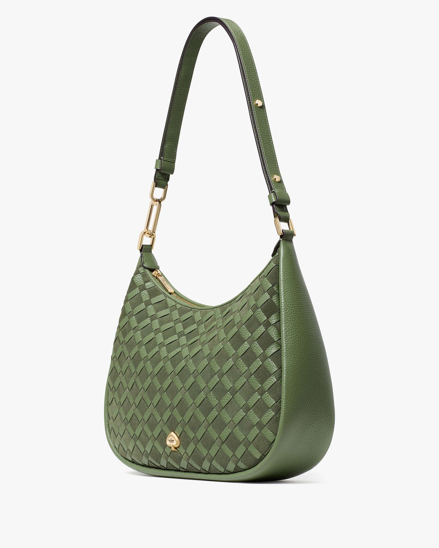 Kate Spade Kayla Woven Leather Large Shoulder Bag Cedar Stand