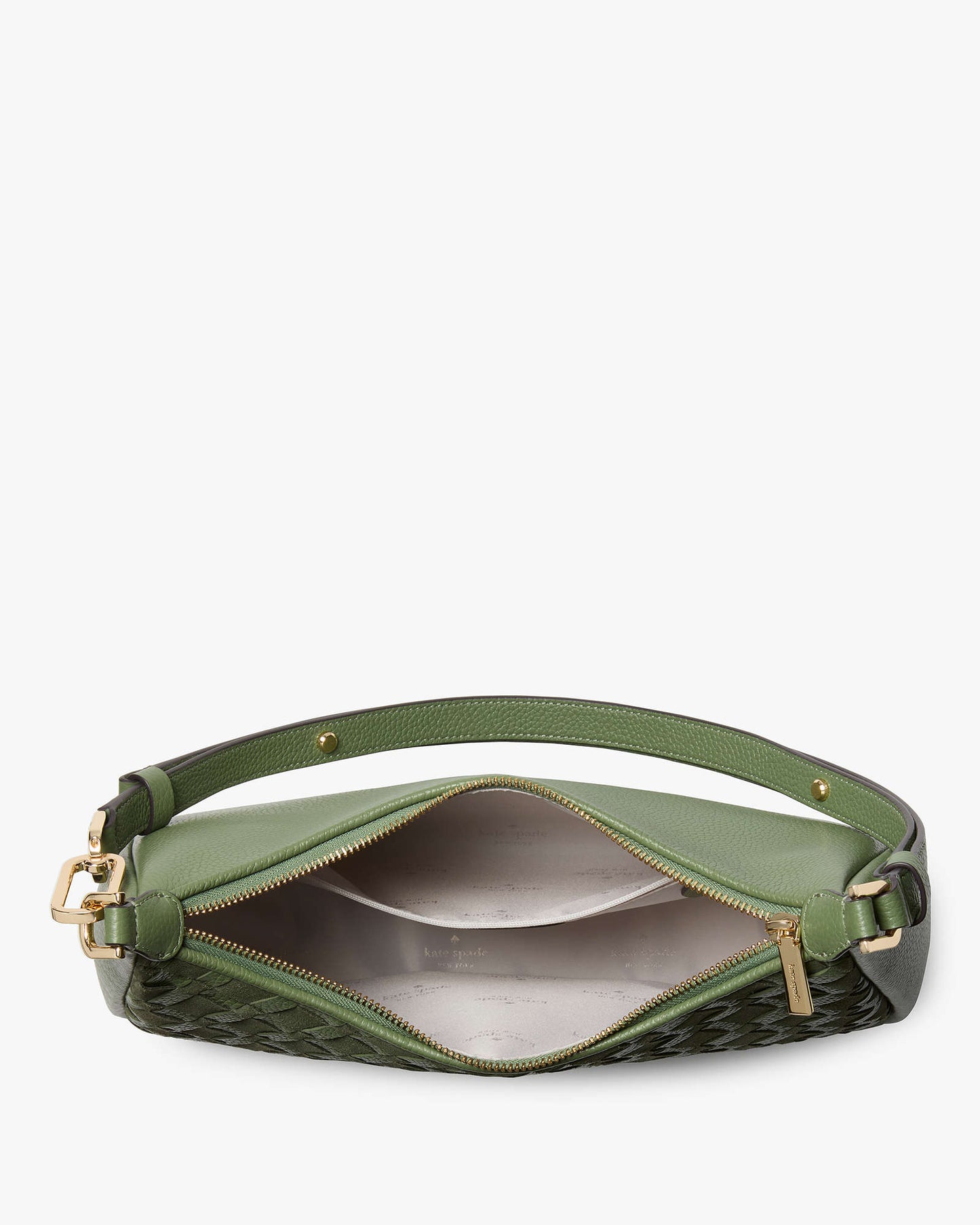 Kate Spade Kayla Woven Leather Large Shoulder Bag Cedar Stand