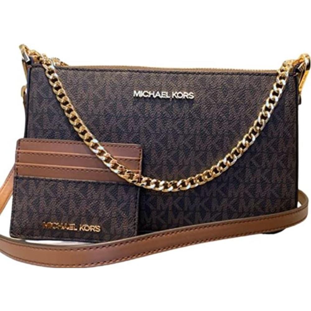 Michael Kors Logo Pouch & Cardcase Giftset Brown Sigmature