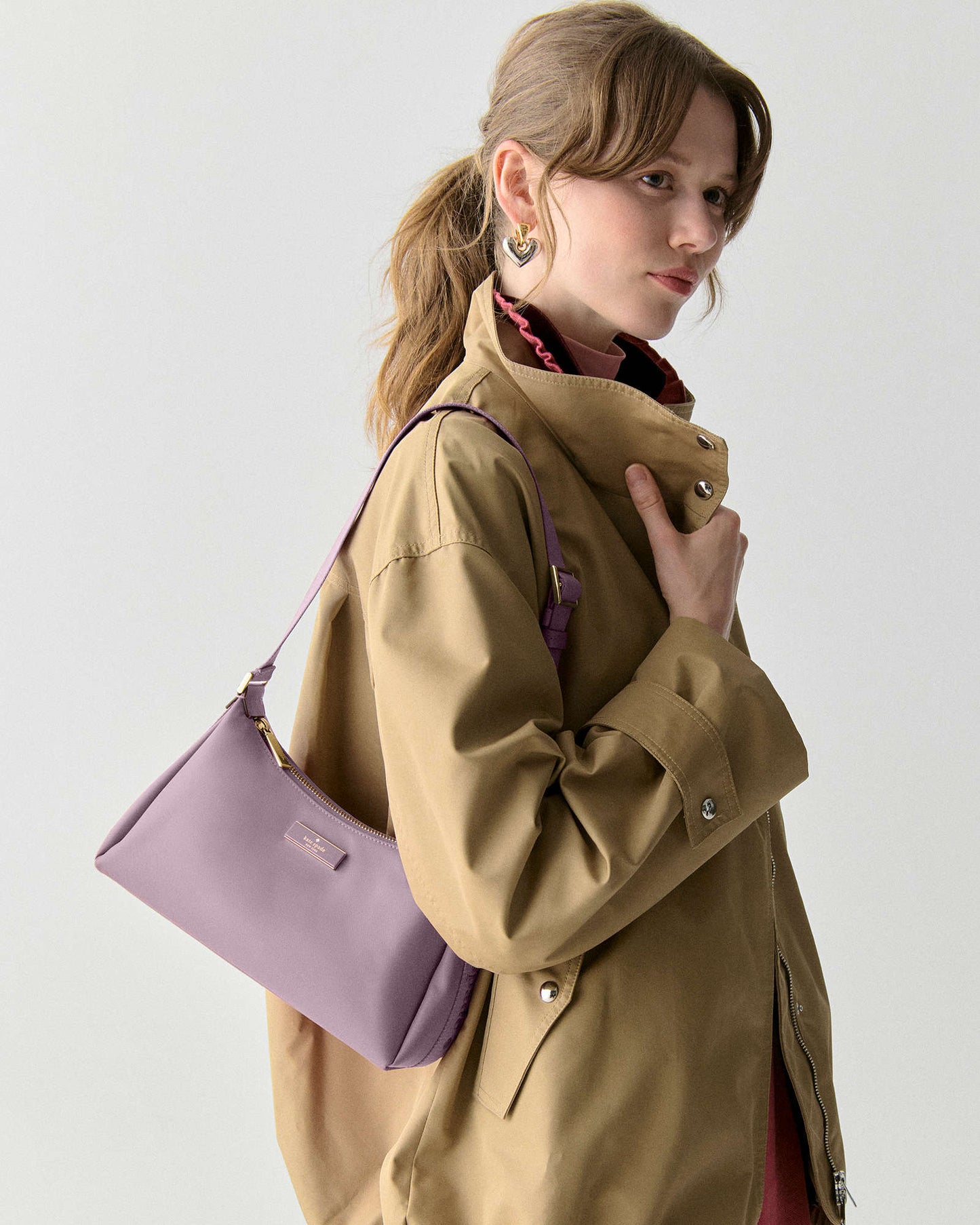 Carter Nylon Small Shoulder Bag Lavender Smoke