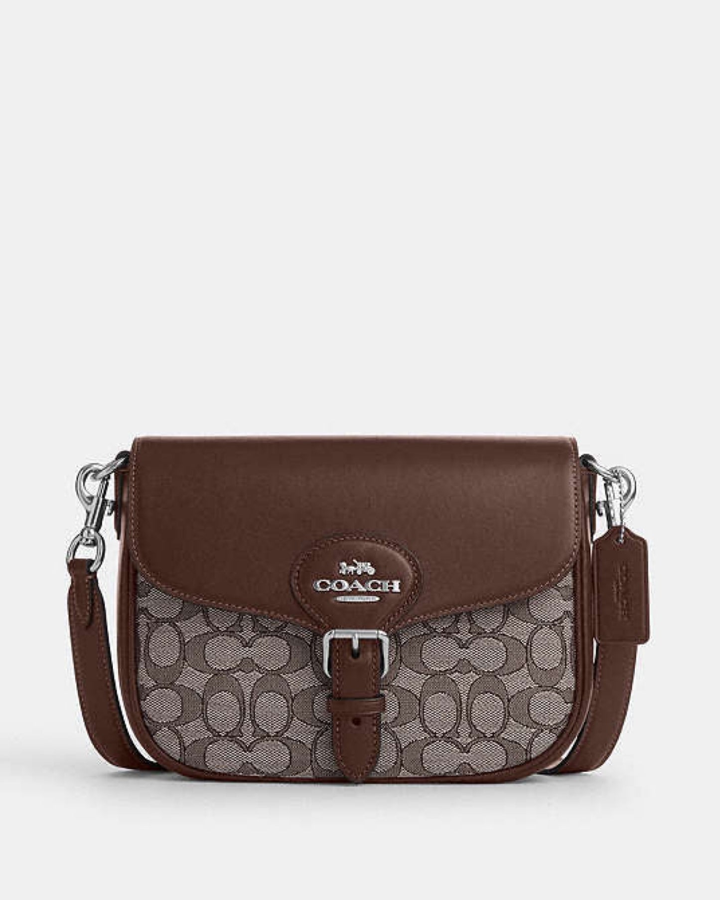 COACH AMELIA SIGNATURE JACQUARD SADDLE BAG MAPLE