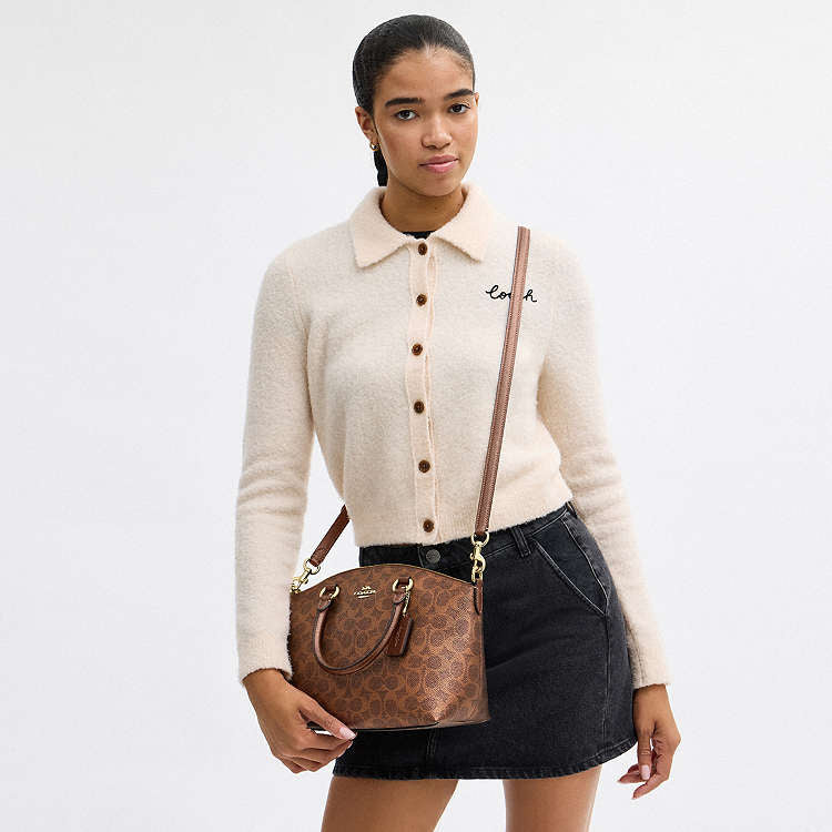 Coach Sadie Satchel Bag Brown Copper