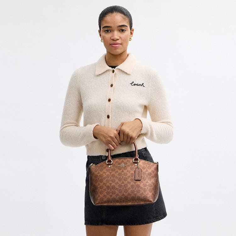 Coach Sadie Satchel Bag Brown Copper