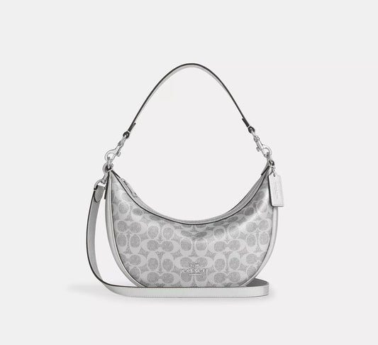 Coach Aria Shoulder Bag In Signature Canvas Gray/Silver