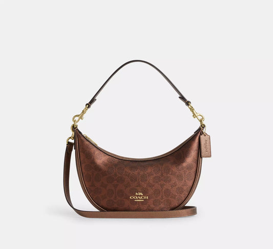 Coach Aria Shoulder Bag In Signature Canvas Brown/Copper