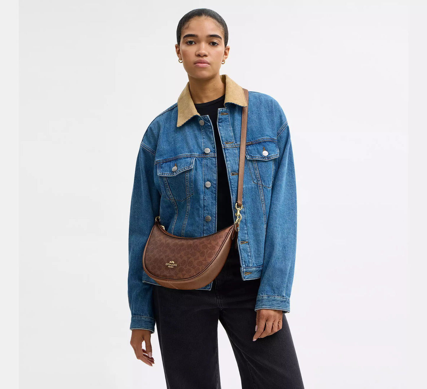 Coach Aria Shoulder Bag In Signature Canvas Brown/Copper