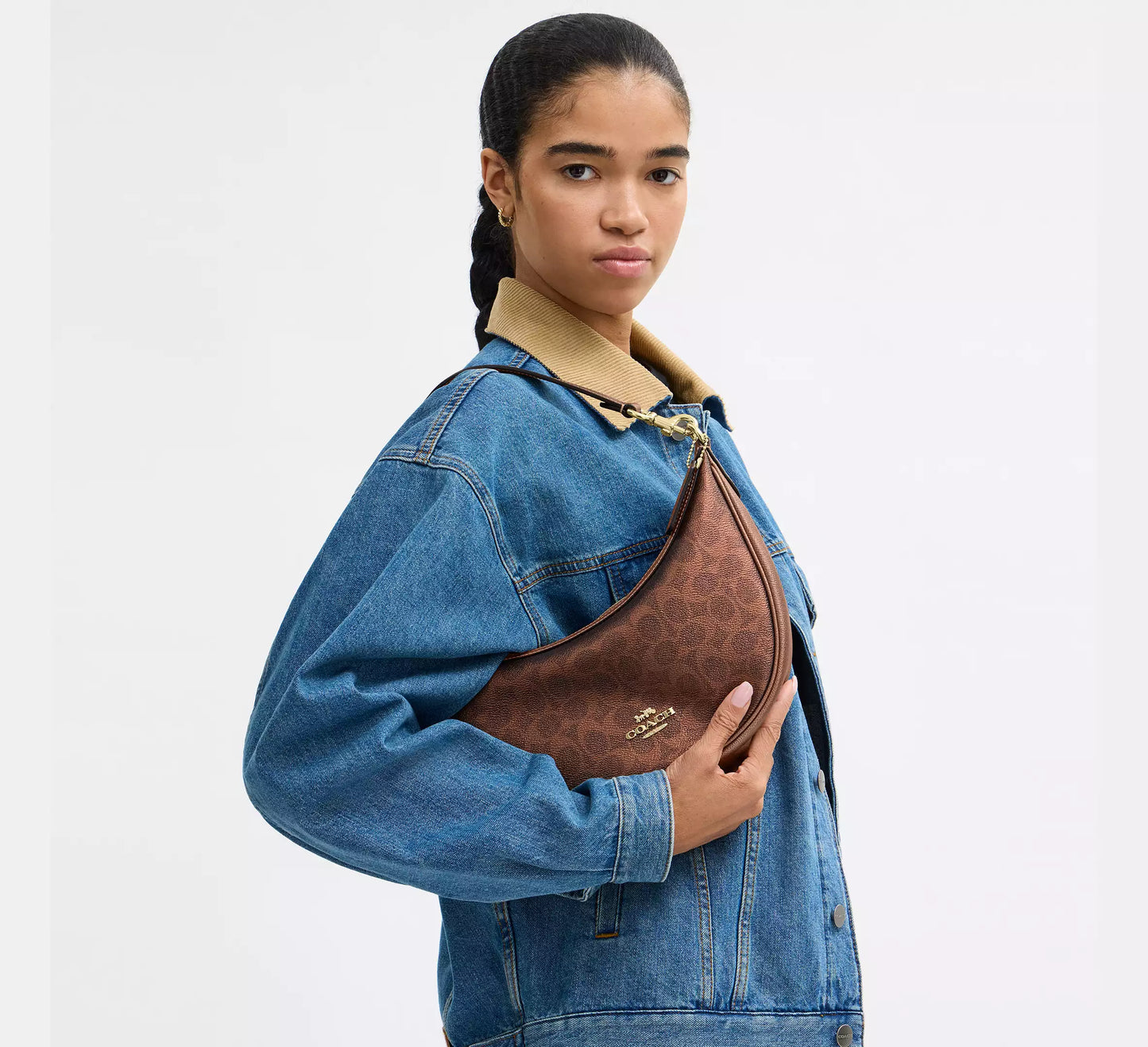 Coach Aria Shoulder Bag In Signature Canvas Brown/Copper