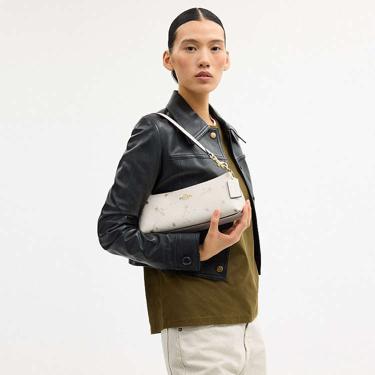 Coach Charlotte Shoulder Bag Star Print Chalk