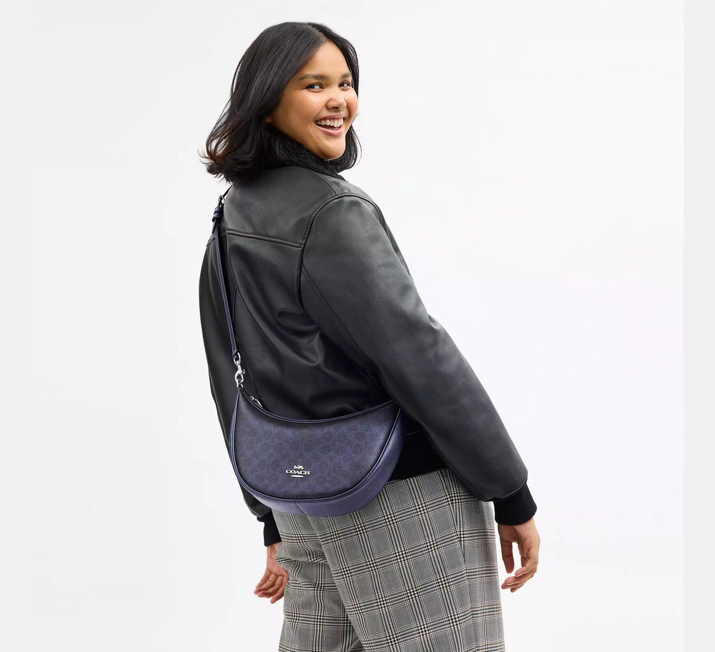 Coach Aria Shoulder Bag In Signature Canvas Blue/Navy