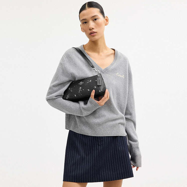 Coach Charlotte Shoulder Bag Star Print Black