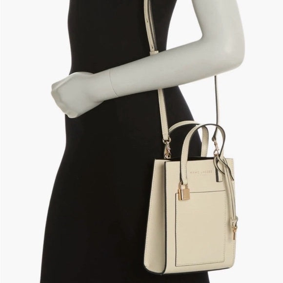 Marc Jacobs Micro Grind Leather Tote Crossbody Bag, Marshmallow
