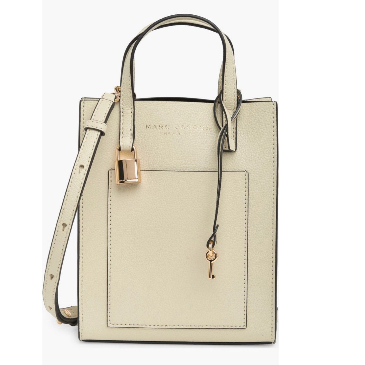 Marc Jacobs Micro Grind Leather Tote Crossbody Bag, Marshmallow