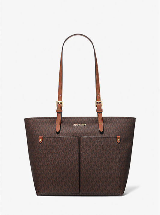 Michael Kors JETSET TRAVEL MEDIUM DOUBLE POCKET TOTE (35F3GTVT3B) BROWN SIGNATURE