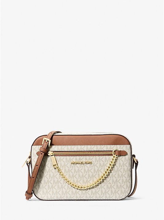Michael Kors JETSET ITEM LARGE LOGO CHAIN EW CROSSBODY BAG (35S1GTTC9B) VANILLA SIGNATURE
