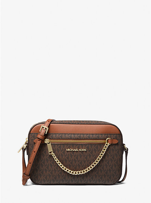 Michael Kors JETSET ITEM LARGE LOGO CHAIN EW CROSSBODY BAG (35S1GTTC9B) BROWN SIGNATURE