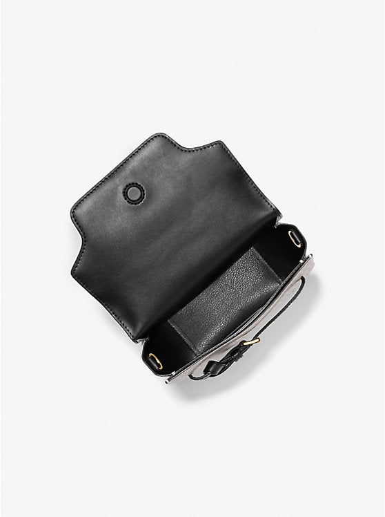 Michael Kors EMILIA SMALL SADDLE LOGO CROSSBODY BAG (35S2GU5C1B) VANILLA/BLACK