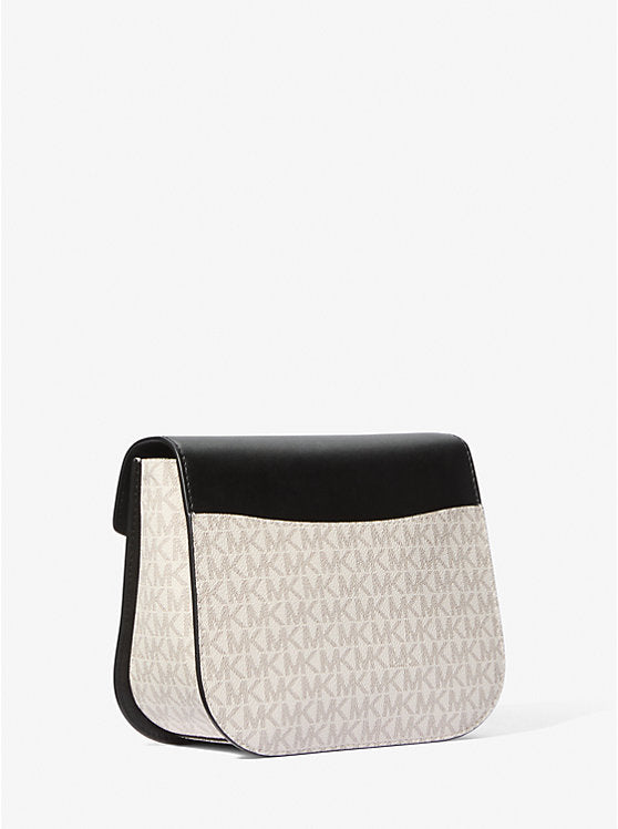 Michael Kors EMILIA SMALL SADDLE LOGO CROSSBODY BAG (35S2GU5C1B) VANILLA/BLACK