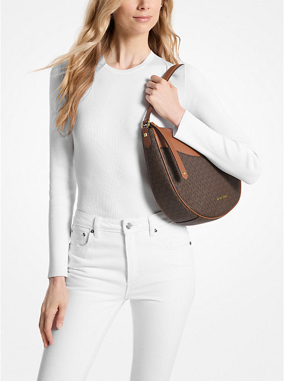 Michael Kors DOVER LARGE SHOULDER BAG (35R4G4DL7B) BROWN SIGNATURE