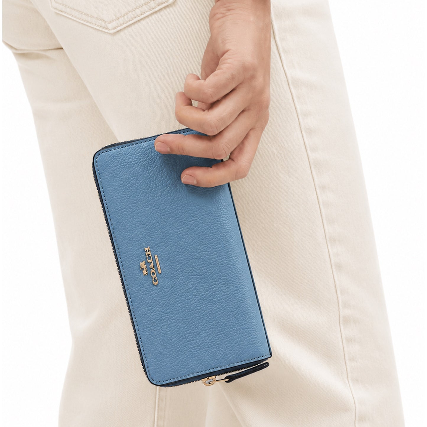 COACH ACCORDIAN ZIP WALLET (BOUTIQUE) PACIFIC BLUE (58059)