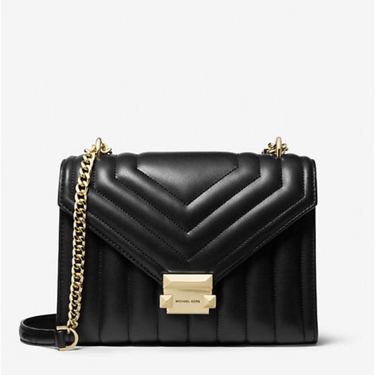 Michael Kors WHITNEY MEDIUM QUILTED SHOULDER BAG (35R4GWHL6U) BLACK NOIR