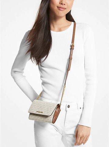 Michael Kors JETSET TRAVEL MEDIUM MF PHONE CROSSBODY (35F0GTVC8B) VANILLA/BROWN