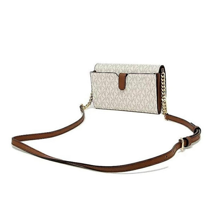Michael Kors JETSET TRAVEL MEDIUM MF PHONE CROSSBODY (35F0GTVC8B) VANILLA/BROWN