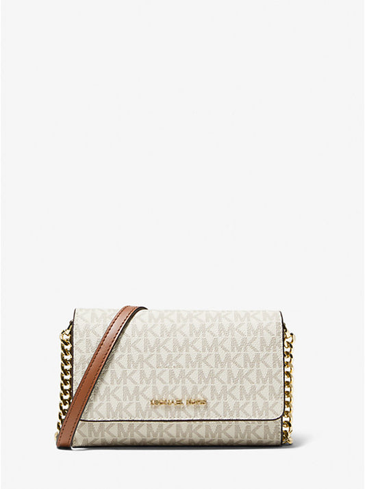 Michael Kors JETSET TRAVEL MEDIUM MF PHONE CROSSBODY (35F0GTVC8B) VANILLA/BROWN