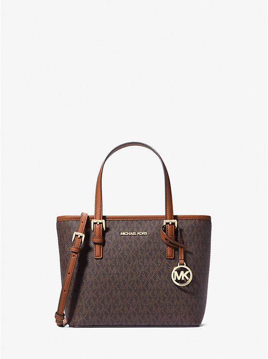 MICHAEL KORS Jet Set Travel XS Top-Zip Tote Brown Signature