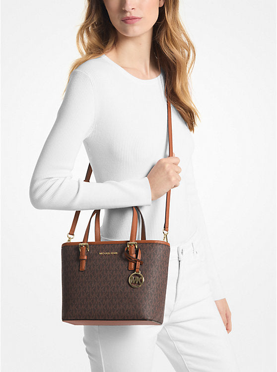 MICHAEL KORS Jet Set Travel XS Top-Zip Tote Brown Signature