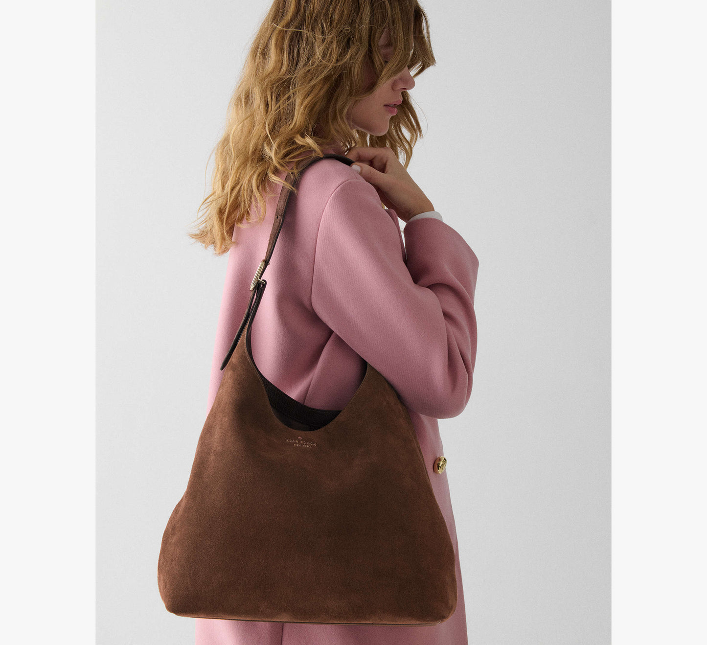 Kate Spade 454 Suede Large Shoulder Bag Hot Fudge