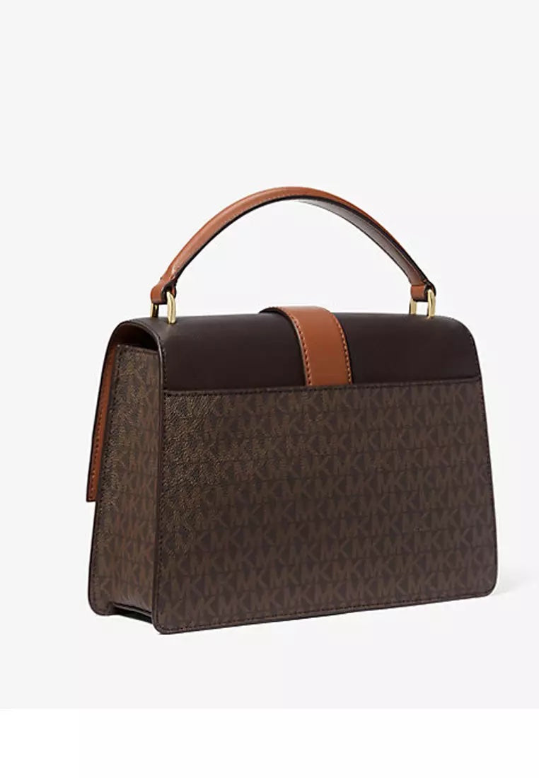 Michael Kors Greenwich Medium Brown Signature Logo Satchel