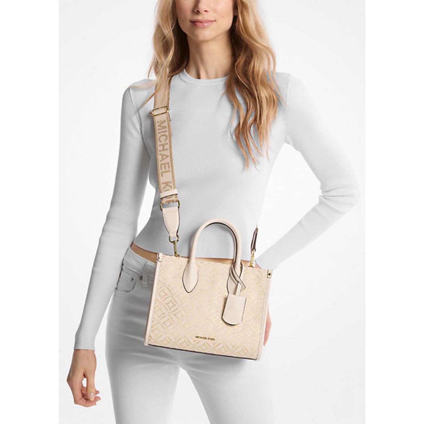 Michael Kors Mirella Small Metallic Logo Jacquard