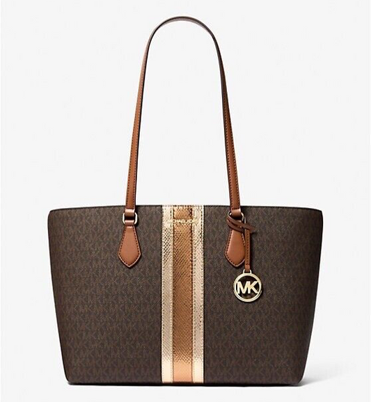 MICHAEL KORS Sheila Large Signature Logo and Metallic Tote