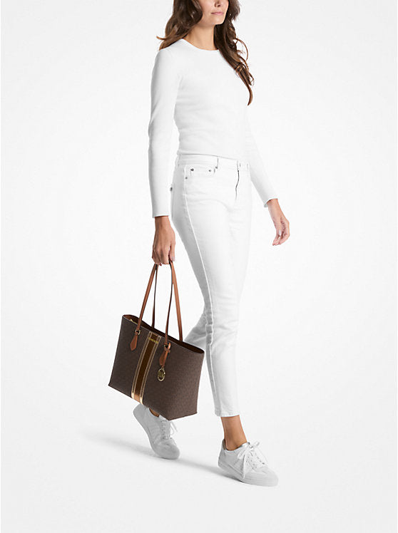 MICHAEL KORS Sheila Large Signature Logo and Metallic Tote